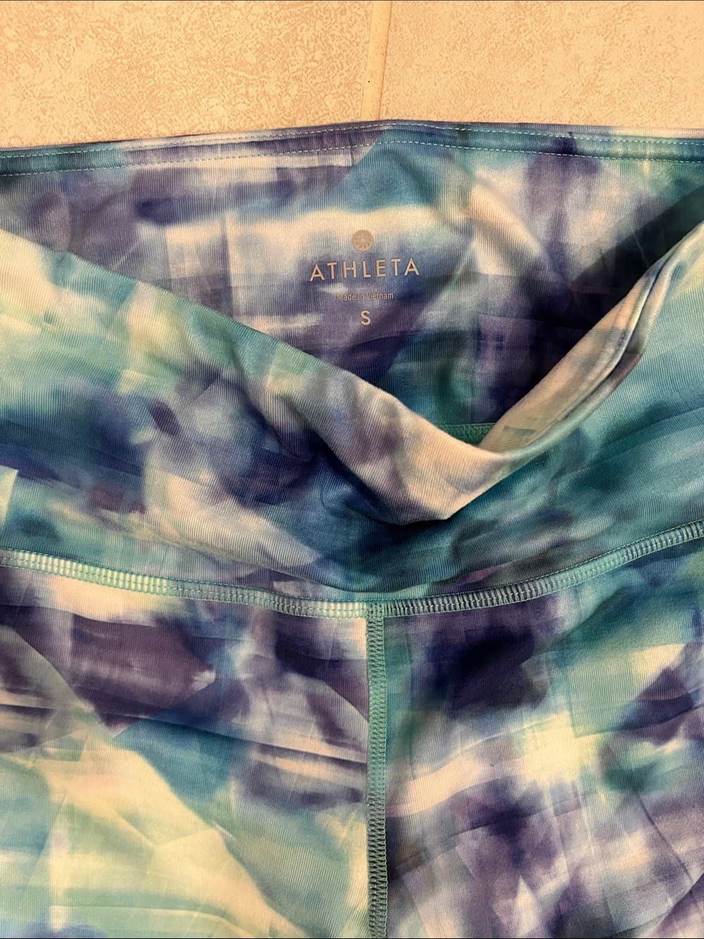 Athleta Aqua and Navy Tie-Dye Leggings